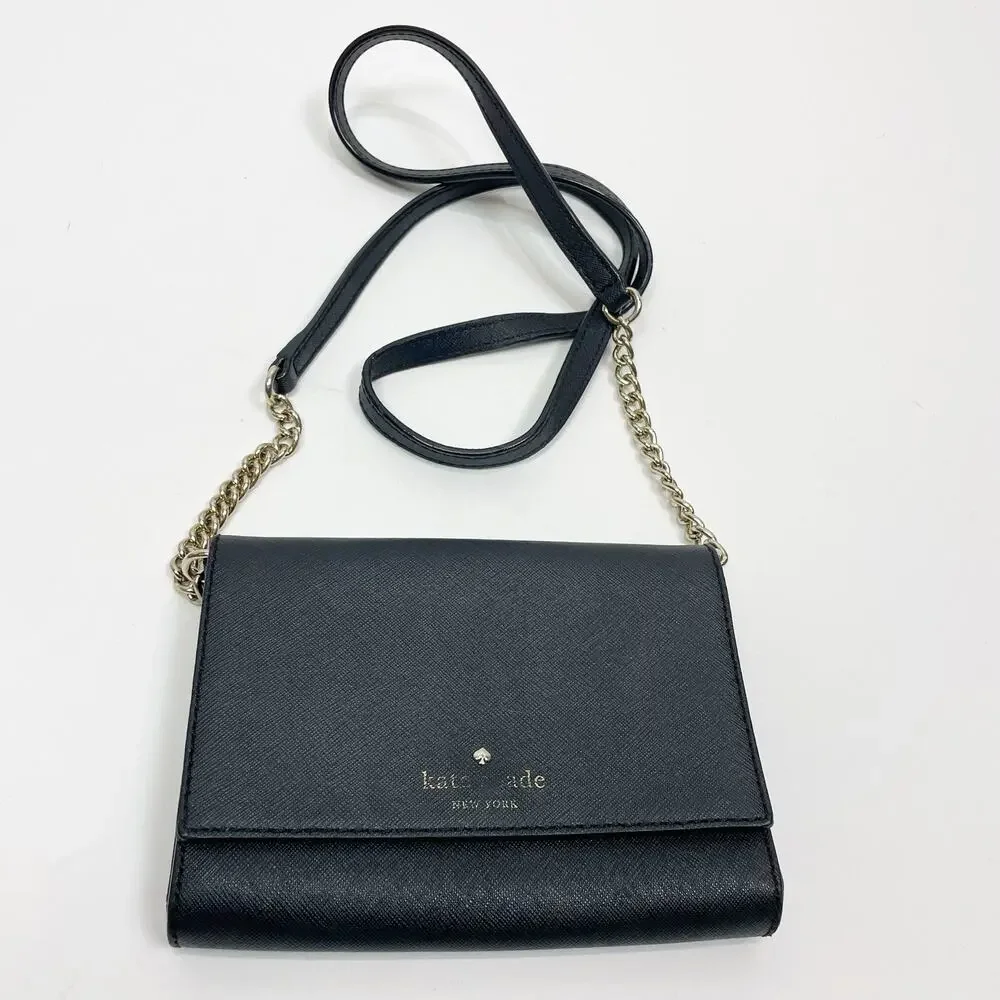 Kate Spade Cameron Street Shreya Crossbody Purse Black Saffiano Leather